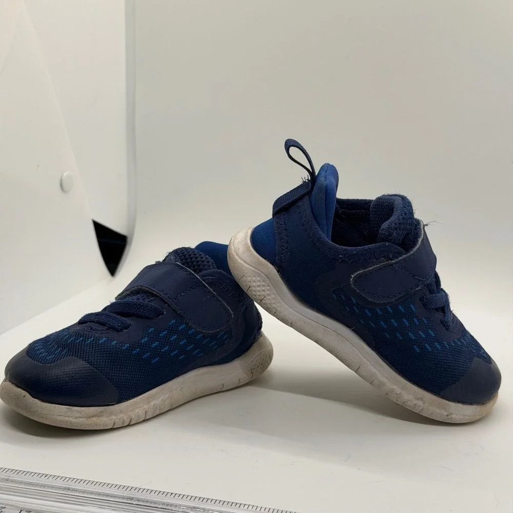 Nike Free RN Toddler Shoes Navy‎ Blue Hook and Loop Athletic Sneakers Size 6C